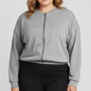😍SHOW SPECIAL - Grey Zipper Front Athletic Jacket 2X Fits Like XL